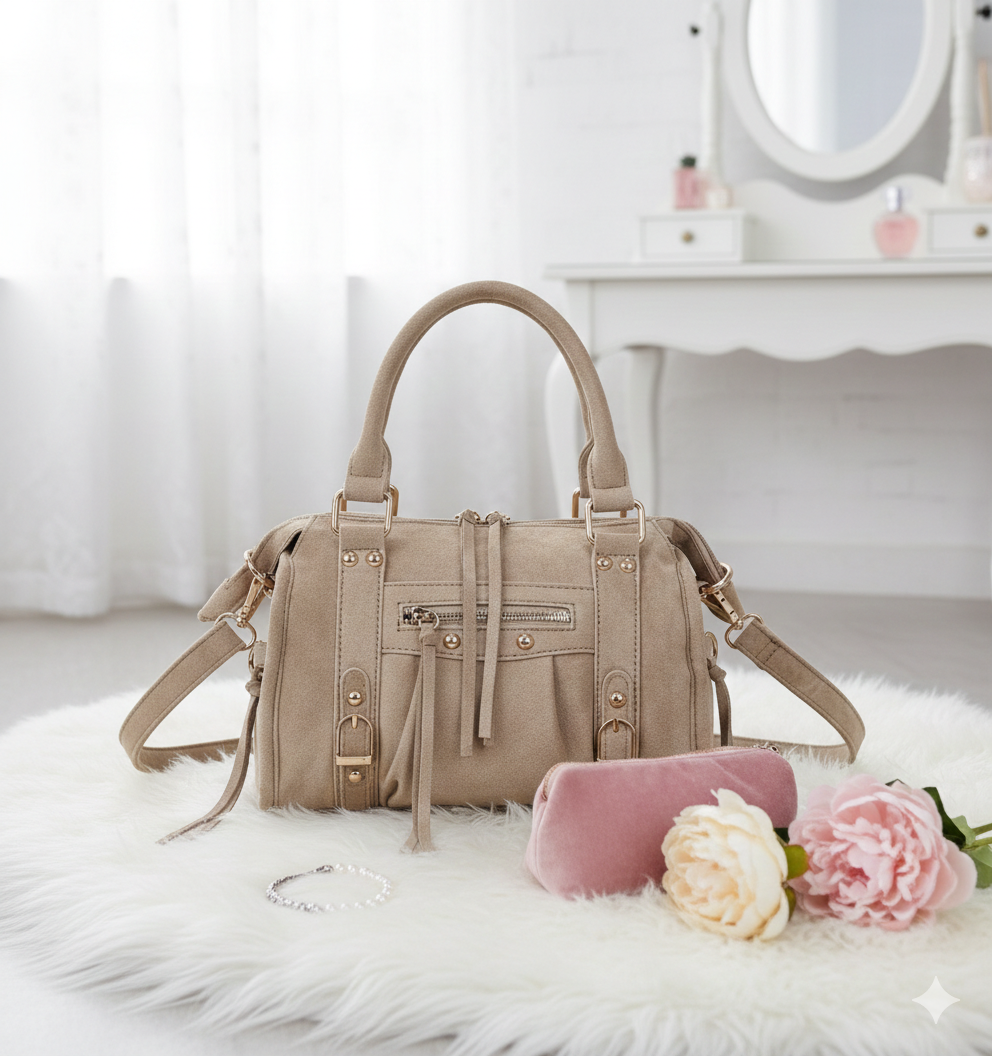Sac à main vintage Suède (beige)