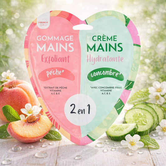 Duo Gommage / Crème hydratante Mains - Pêche & Concombre