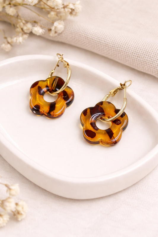 Boucle d’oreille «fleur léopard» 🐆