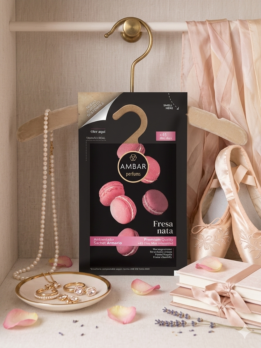 Sachet désodorisant armoire fraise/chantilly